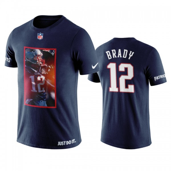 New England Patriots Tom Brady Navy Art QB T-Shirt