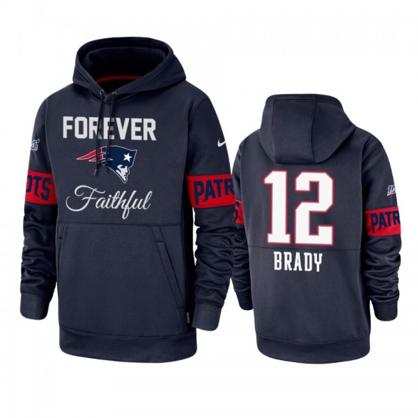 New England Patriots Tom Brady Navy Forever Faithful 100 Seasons Hoodie
