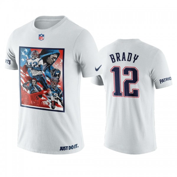 New England Patriots Tom Brady White Art National T-Shirt