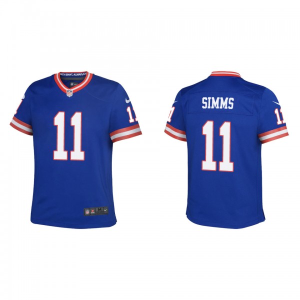 Phil Simms Youth Giants Royal Classic Game Jersey