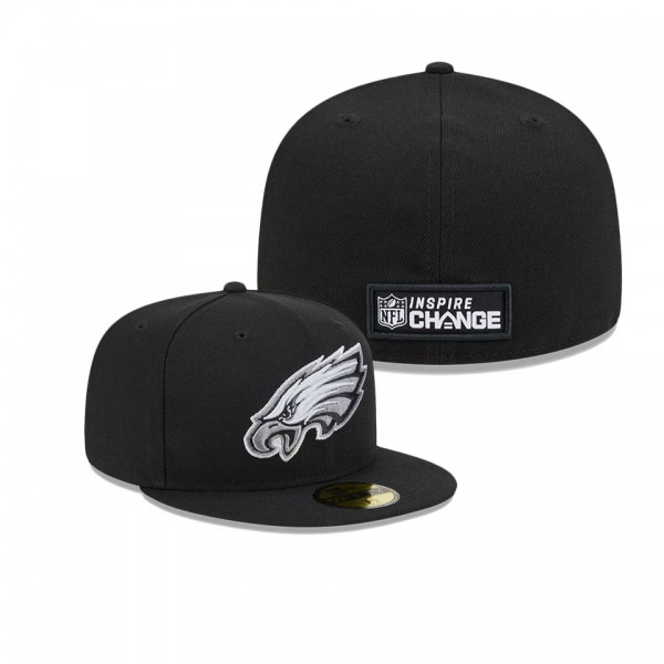 Men's Philadelphia Eagles Black 2023 Inspire Change 59FIFTY Fitted Hat