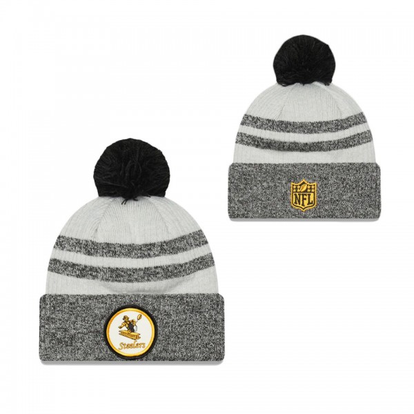 Men's Pittsburgh Steelers Black 2022 Sideline Historic Cuffed Pom Knit Hat
