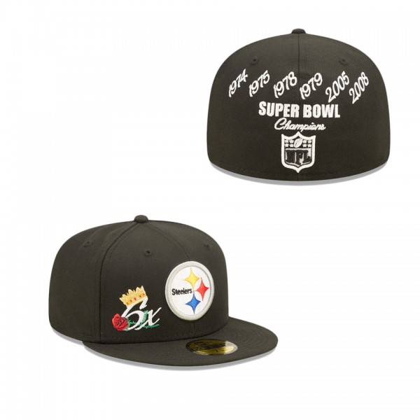Pittsburgh Steelers Black Crown 6x Super Bowl Cham...