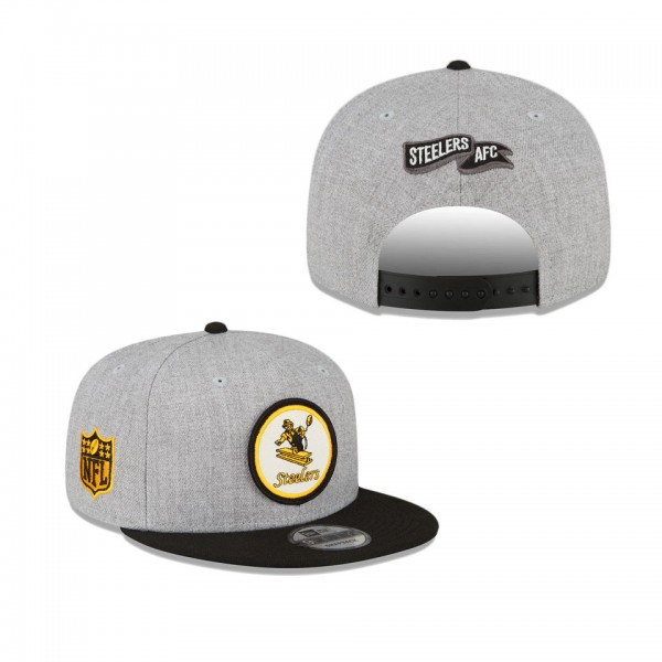 Men's Pittsburgh Steelers Gray Black 2022 Sideline 9FIFTY Historic Snapback Hat