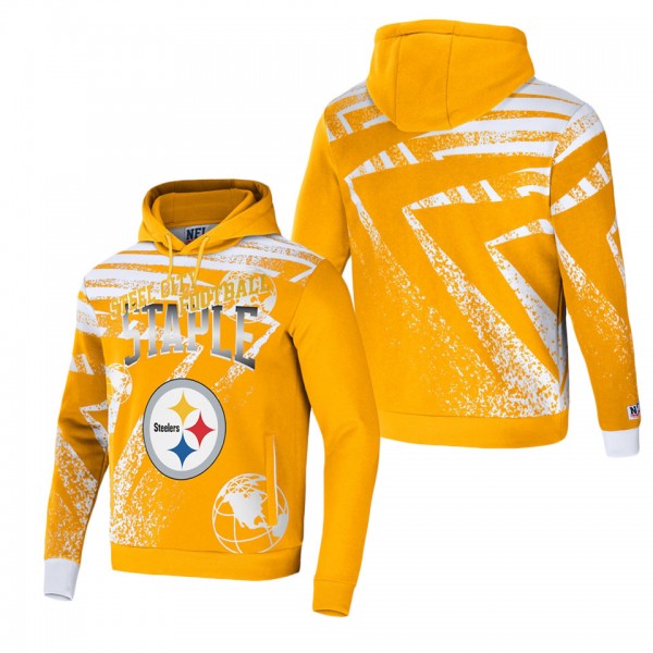 Men's Pittsburgh Steelers NFL x Staple Gold All Over Print Pullover Hoodie