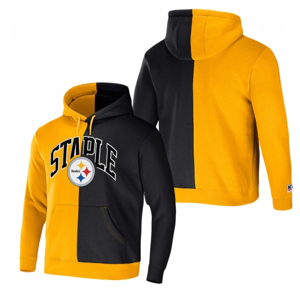 Men's Pittsburgh Steelers NFL x Staple Gold Split Logo Pullover Hoodie