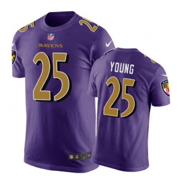 Baltimore Ravens #25 Tavon Young Color Rush Nike T-Shirt - Men's