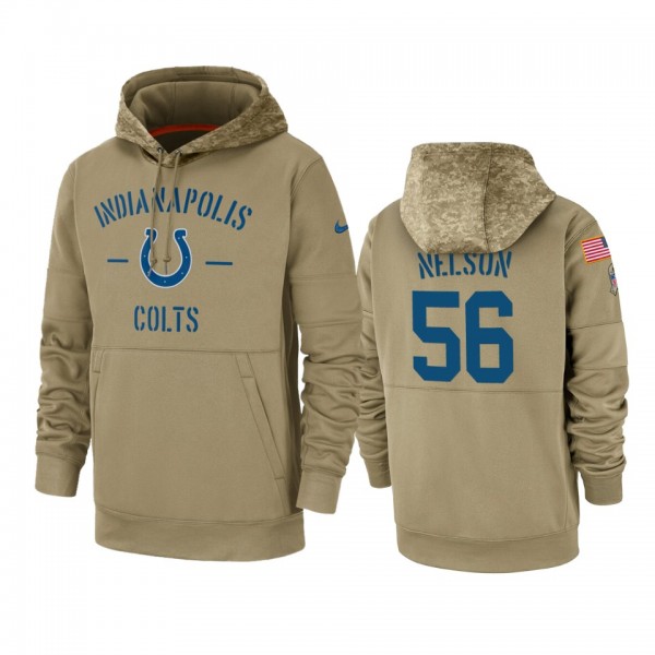 Indianapolis Colts Quenton Nelson Tan 2019 Salute to Service Sideline Therma Pullover Hoodie