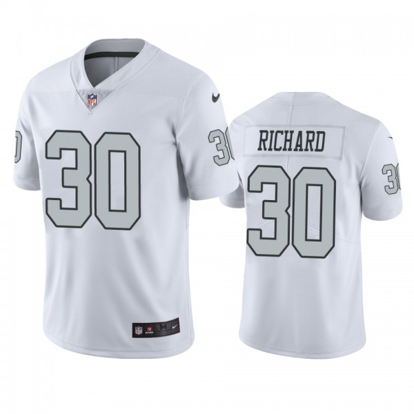 Oakland Raiders #30 Men's White Jalen Richard Colo...