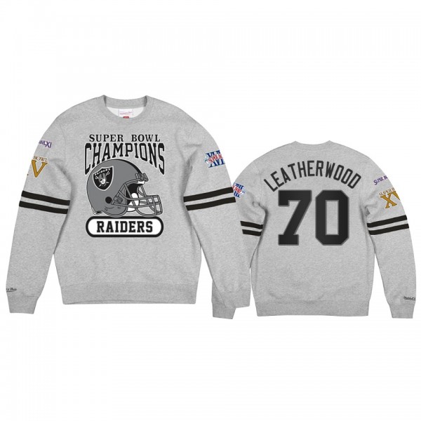 Men's Las Vegas Raiders Alex Leatherwood Gray All Over Champs Premium Jumper Sweatshirt