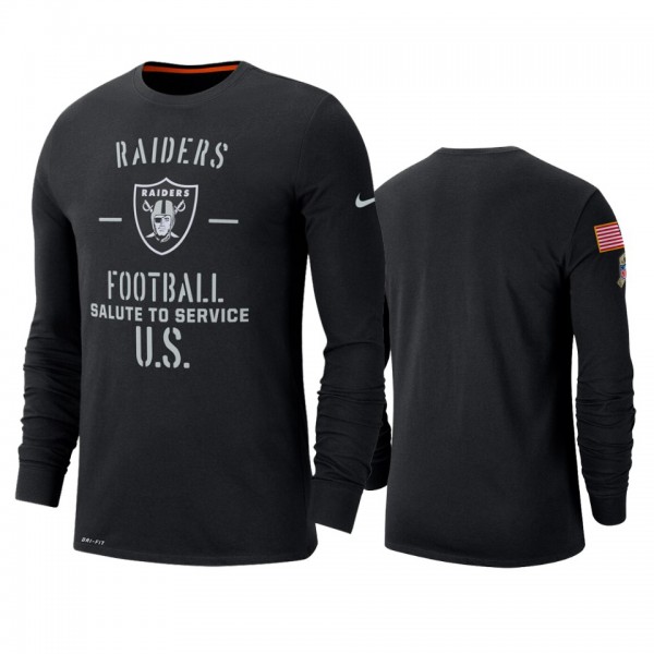 Oakland Raiders Black 2019 Salute to Service Sideline Long Sleeve T-Shirt