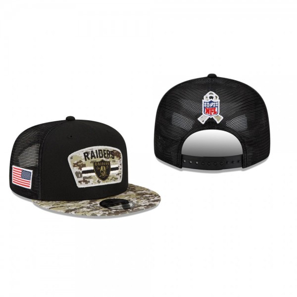 Las Vegas Raiders Black Camo 2021 Salute To Service Trucker 9FIFTY Snapback Hat