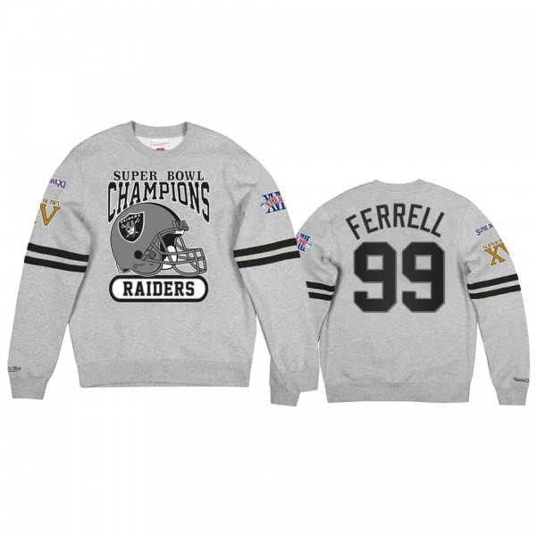 Men's Las Vegas Raiders Clelin Ferrell Gray All Over Champs Premium Jumper Sweatshirt
