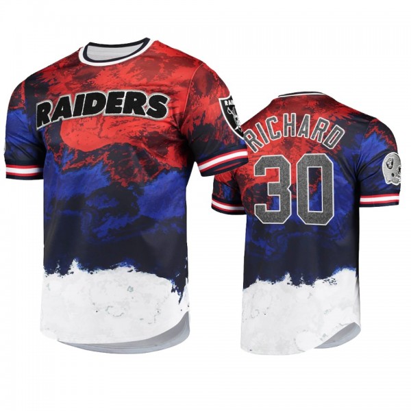 Las Vegas Raiders Jalen Richard Navy Red Americana Dip-Dye T-Shirt