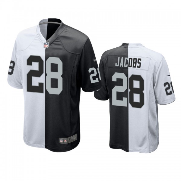 Las Vegas Raiders Josh Jacobs Black White Split Two Tone Game Jersey