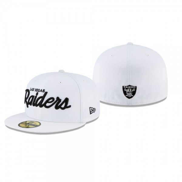 Las Vegas Raiders White Omaha 59FIFTY Fitted Hat