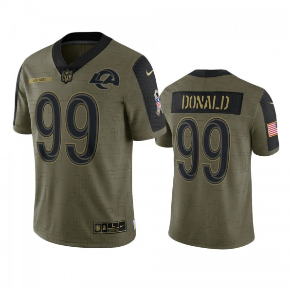 Los Angeles Rams Aaron Donald Olive 2021 Salute To Service Limited Jersey