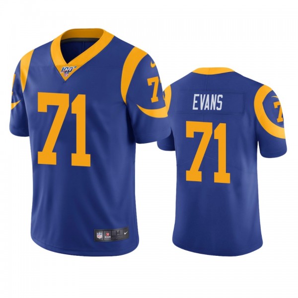 Los Angeles Rams Bobby Evans Royal 100th Season Va...