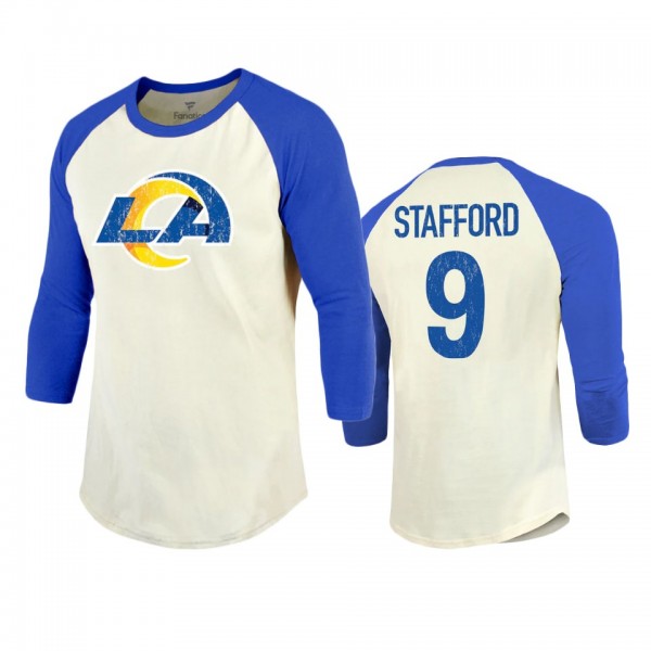 Men's Los Angeles Rams Matthew Stafford Cream Royal Name & Number T-Shirt