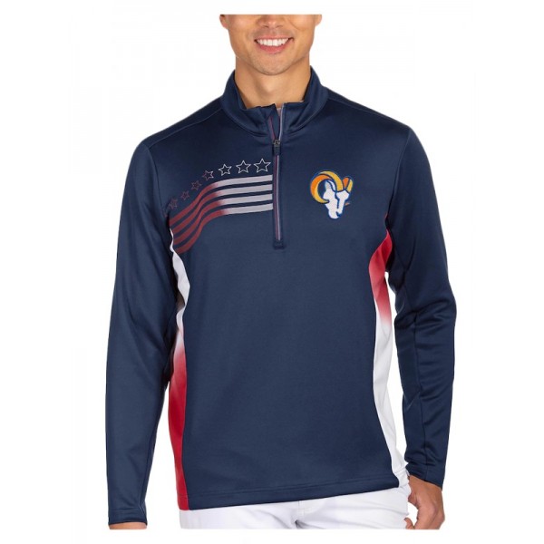 Los Angeles Rams Navy Red Liberty Quarter-Zip Pull...
