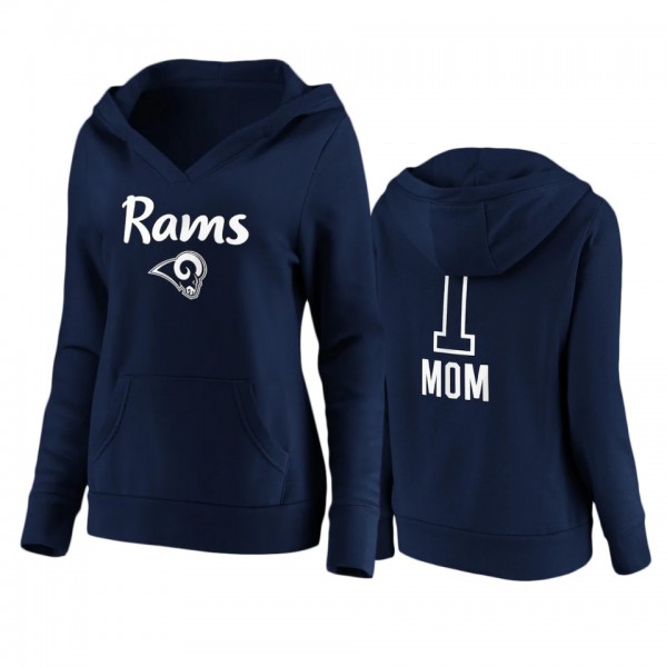 Women's Los Angeles Rams Navy Mother's Day #1 Mom Team Logo Pullover Hoodie