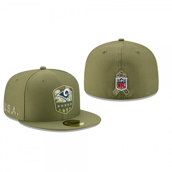 Los Angeles Rams Olive 2019 Salute to Service Sideline 59FIFTY Fitted Hat