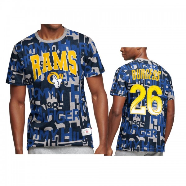 Los Angeles Rams Terrell Burgess Royal All Over Print T-Shirt