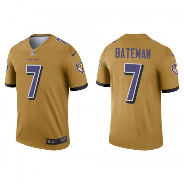 Men's Baltimore Ravens Rashod Bateman Gold Inverte...