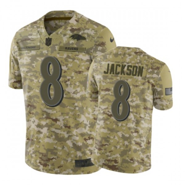 Baltimore Ravens #8 2018 Salute to Service Lamar Jackson Jersey Camo -Nike Limited