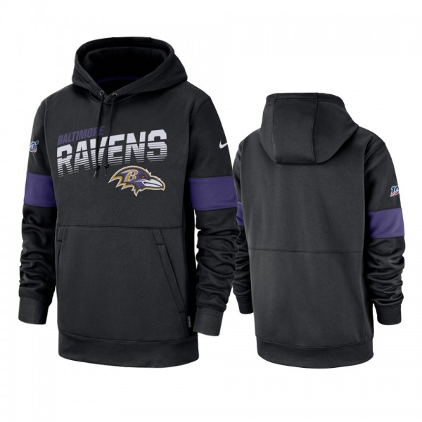 Baltimore Ravens Black 100th Season Sideline Team Logo Pullover Hoodie