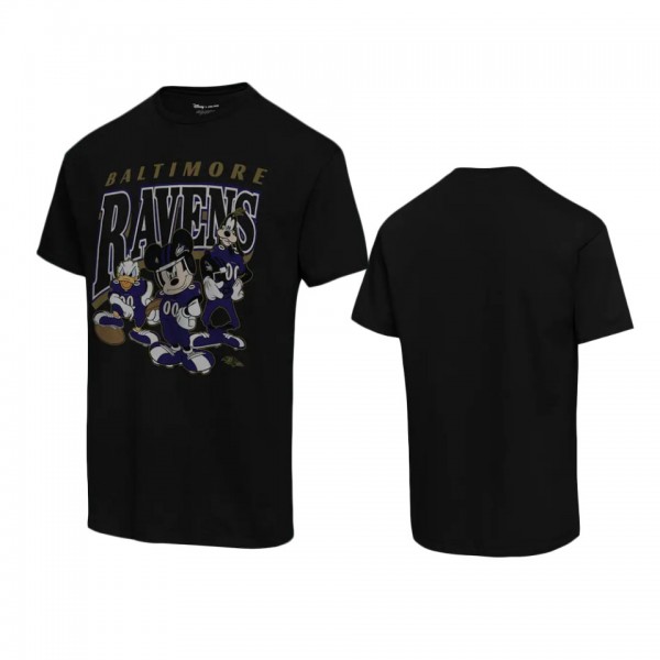 Baltimore Ravens Black Disney Mickey Huddle T-Shir...