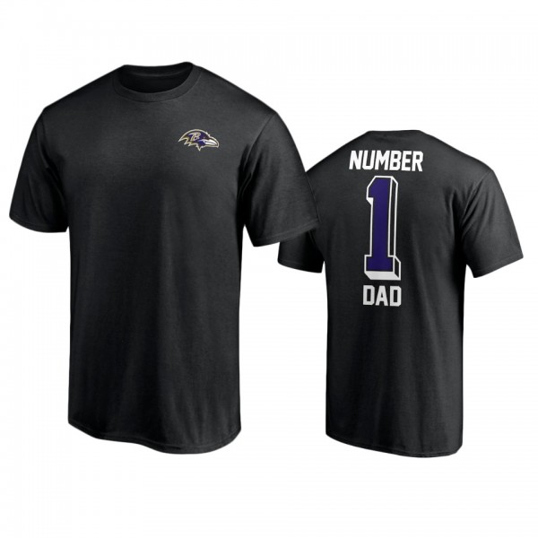 Baltimore Ravens Black Number 1 Dad T-Shirt