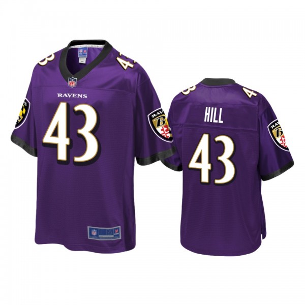 Baltimore Ravens Justice Hill Purple Pro Line Jers...