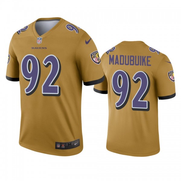 Baltimore Ravens Justin Madubuike Gold Inverted Le...