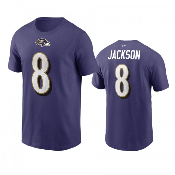 Men's Baltimore Ravens Lamar Jackson Purple Name & Number T-Shirt