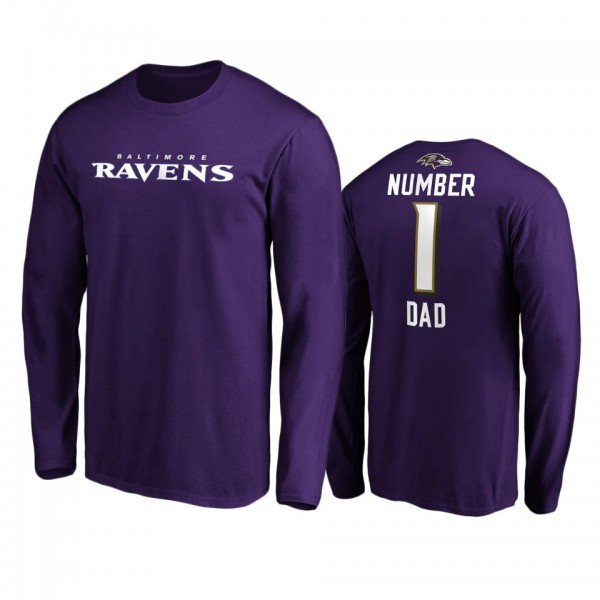 Baltimore Ravens Purple #1 Dad Long Sleeve T-Shirt