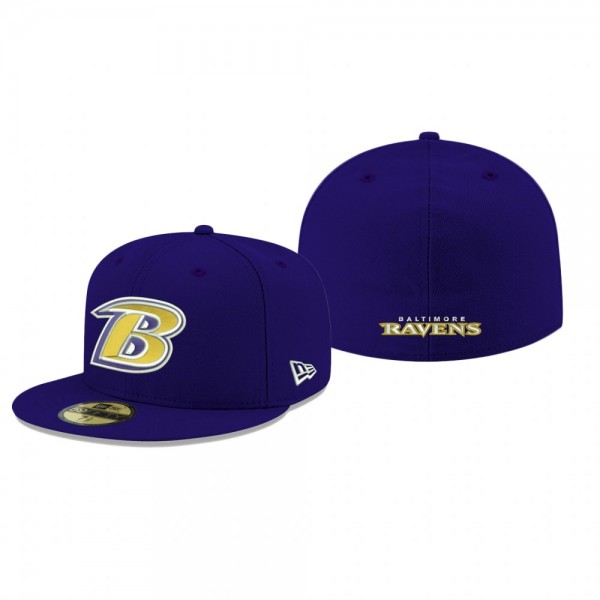Baltimore Ravens Purple Omaha Lettermark 59FIFTY Fitted Hat