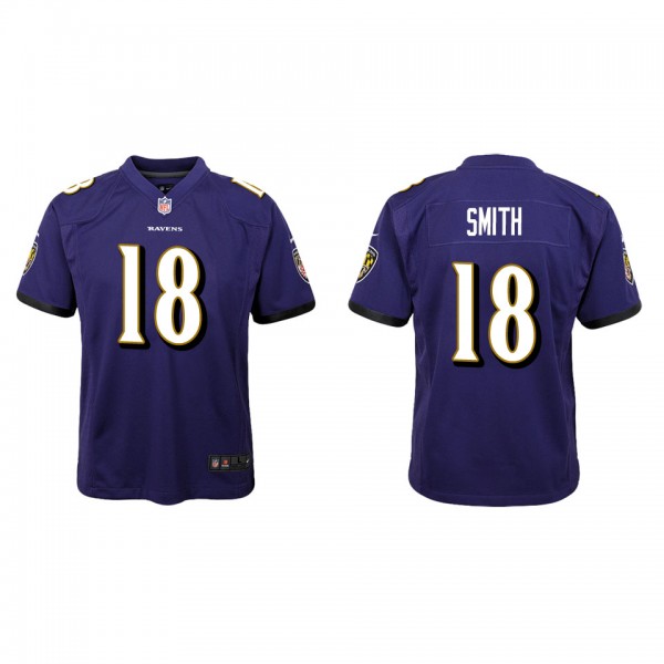 Youth Baltimore Ravens Roquan Smith Purple Game Je...