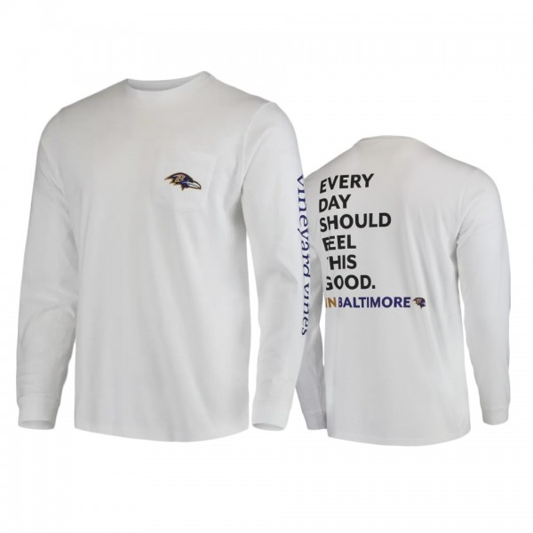 Baltimore Ravens White Vineyard Vines Every Day Should Feel This Good T-Shirt