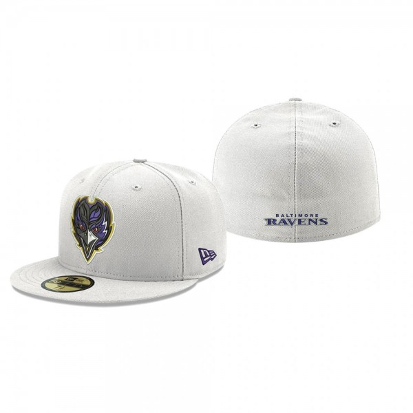 Baltimore Ravens White Omaha Alternate Logo 59FIFTY Fitted Hat
