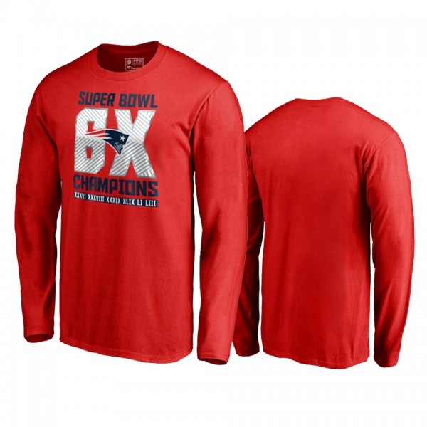 Patriots # Red 6-Time Super Bowl Champions Long Sl...