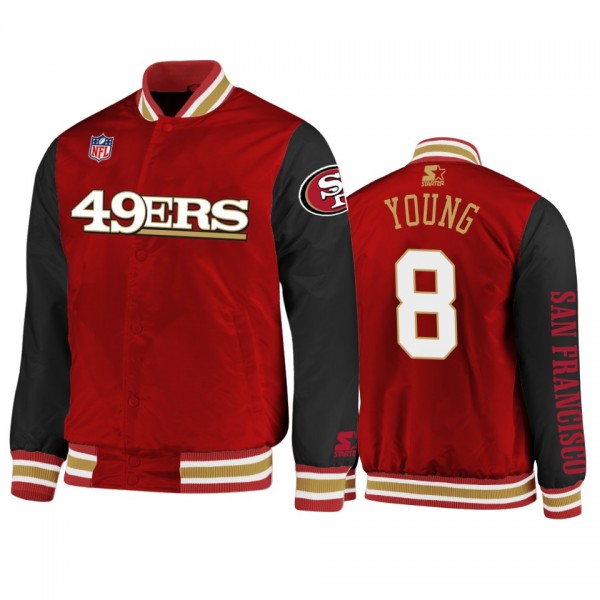 49ers #8 Steve Young Red Retired Player Satin Full...