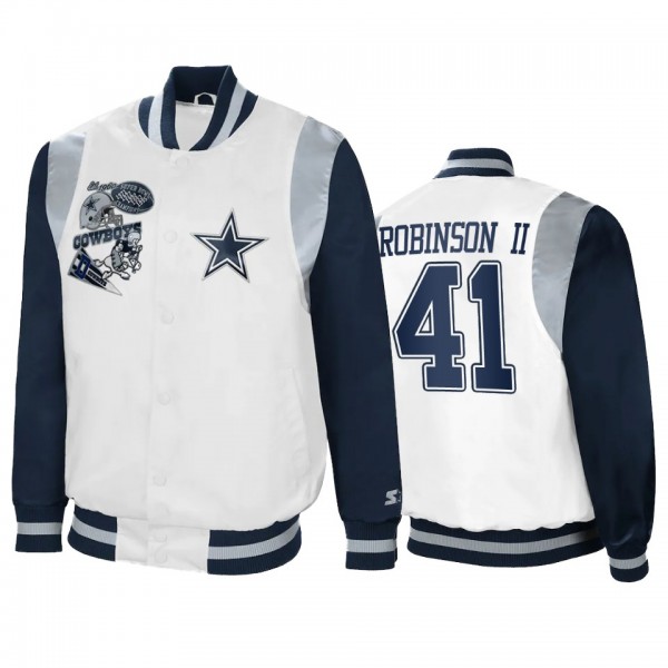 Dallas Cowboys Reggie Robinson II White Navy Retro The All-American Full-Snap Jacket