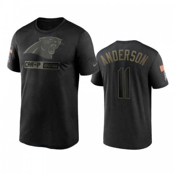 Carolina Panthers Robby Anderson Black 2020 Salute To Service Team Logo Performance T-shirt