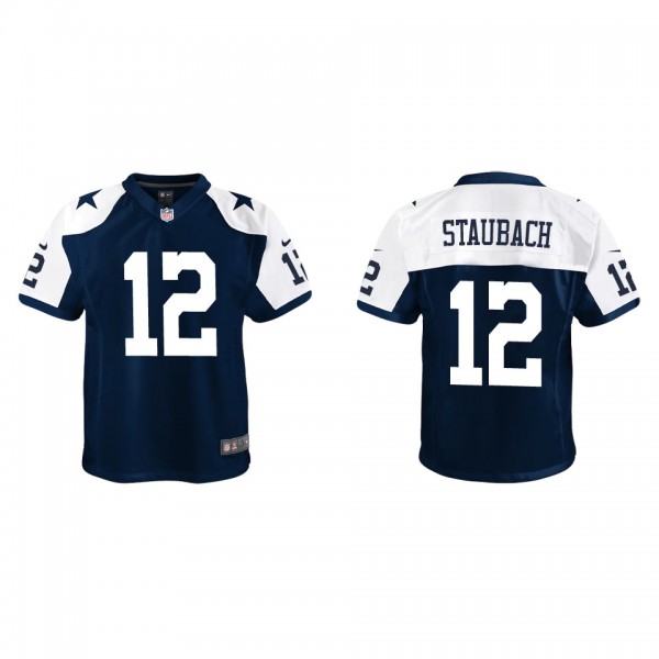 Youth Roger Staubach Dallas Cowboys Navy Alternate Game Jersey