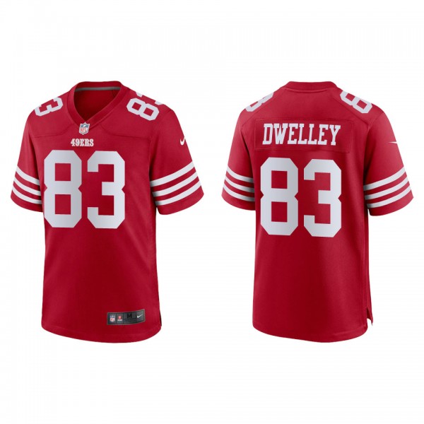 Men's San Francisco 49ers Ross Dwelley Scarlet Game Jersey