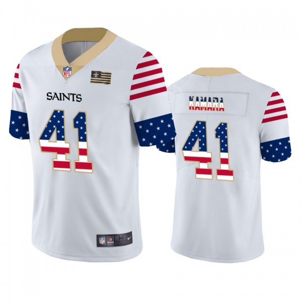 Alvin Kamara New Orleans Saints White Independence Day Stars & Stripes Jersey