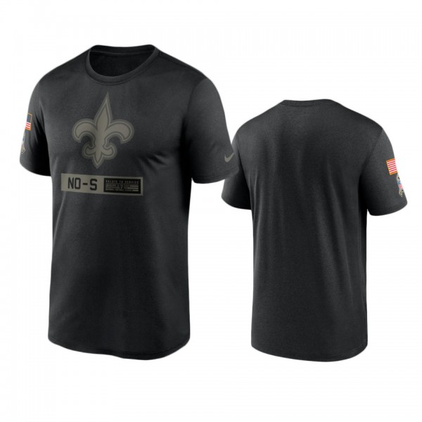 New Orleans Saints Black 2020 Salute to Service Team Logo Performance T-Shirt