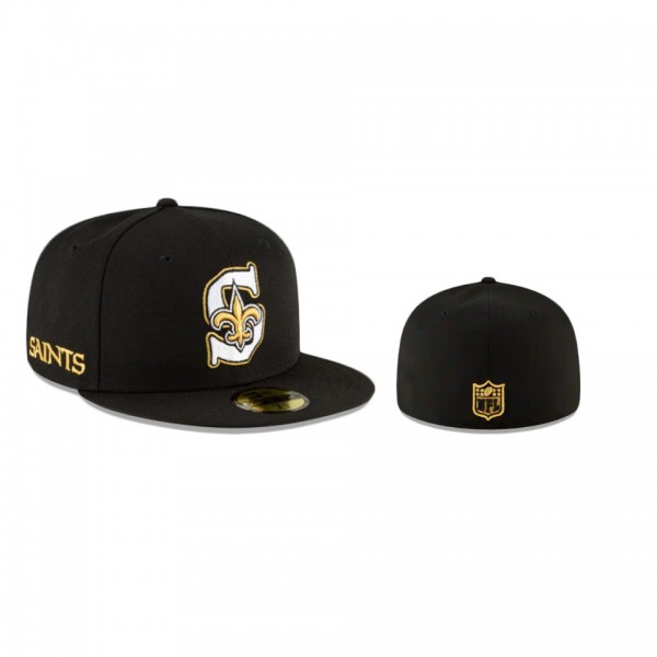 New Orleans Saints Black Logo Mix 59Fifty Fitted H...