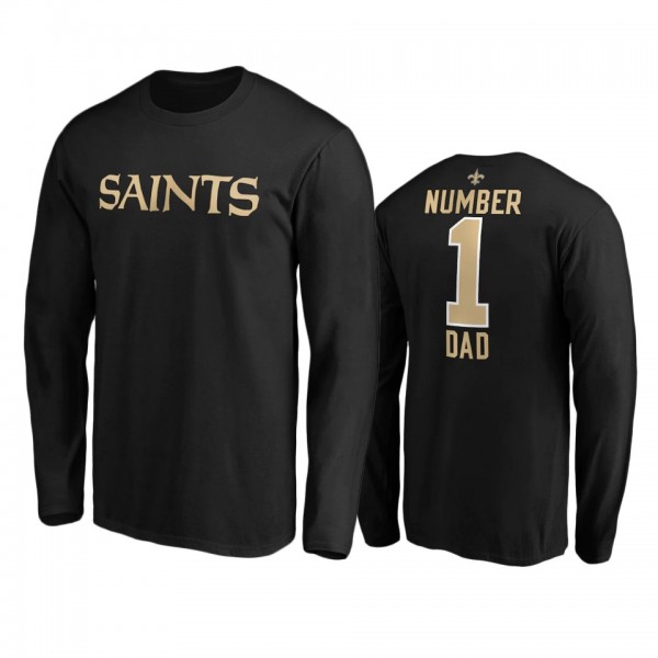 New Orleans Saints Black #1 Dad Long Sleeve T-Shir...